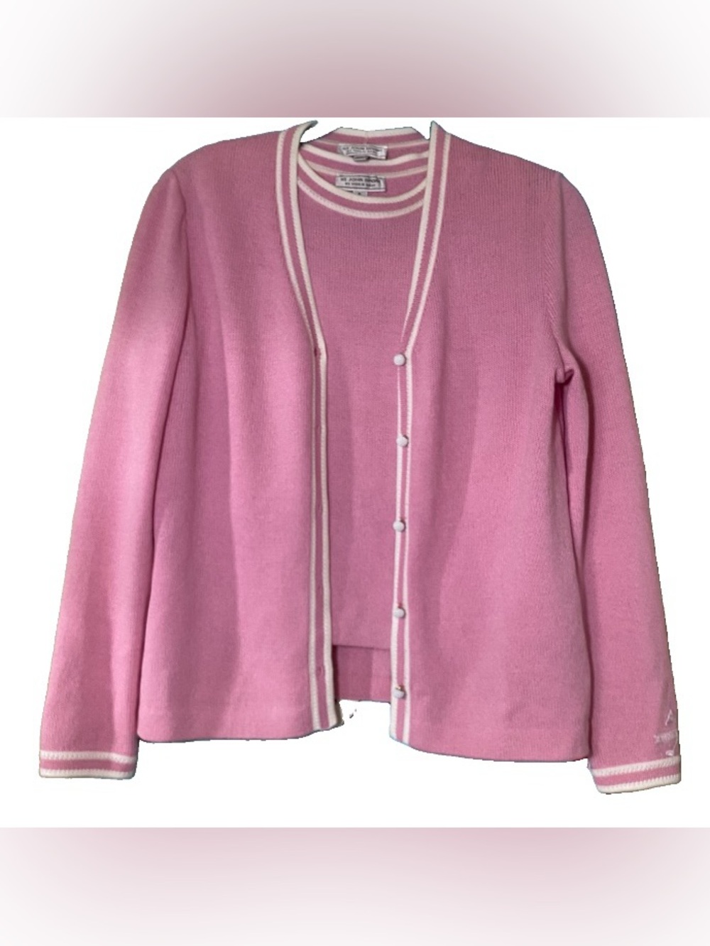 Women's Pink Two-Piece Knit Cardigan and Shell Set